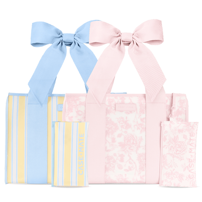 The Tote Duo- Ballet Pink Afternoon Rosé Bow & Cabana Stripe Bow