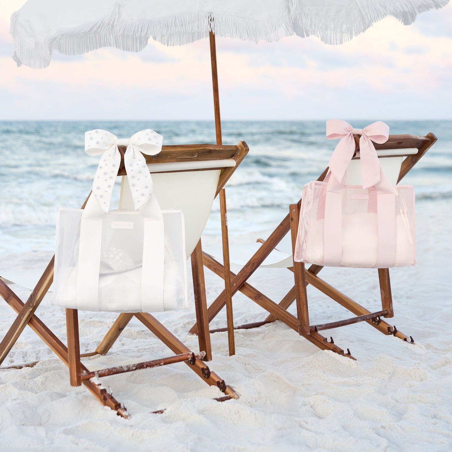 The Tote Duo - Ballet Pink Bow Jelly Tote + Ivory Pearl Bow Jelly Tote