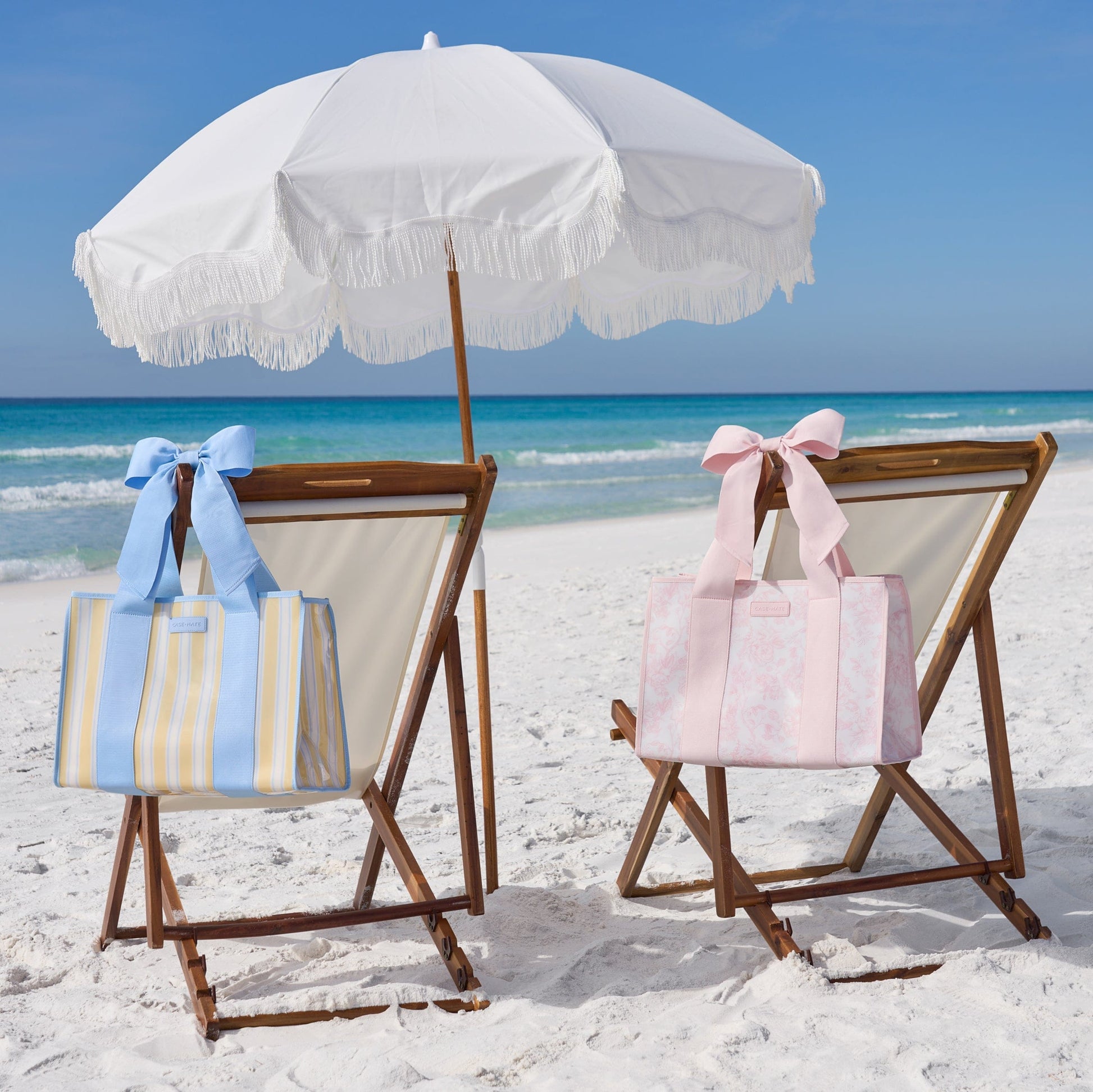 The Tote Duo- Ballet Pink Afternoon Rosé Bow & Cabana Stripe Bow