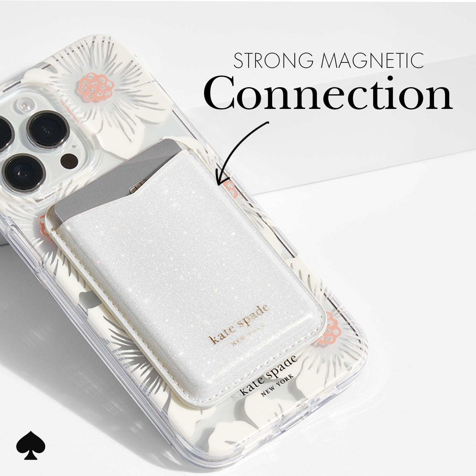 kate spade new york White Glitter MagSafe Wallet