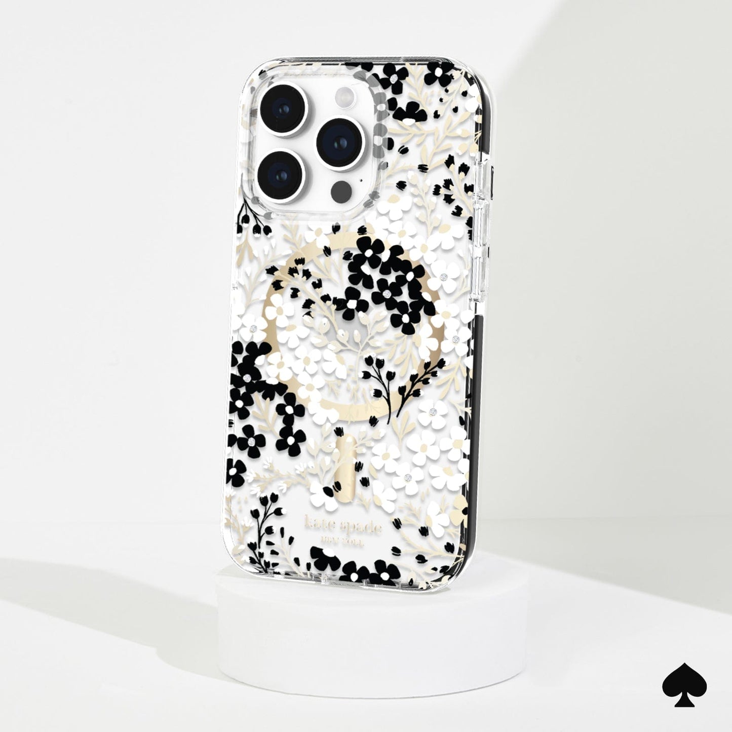 kate spade new york Tough Multi Floral Black and White MagSafe - iPhone 15 Pro