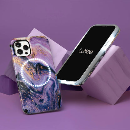 Halo Gold Glitter Purple Marble - iPhone 12 Pro Max