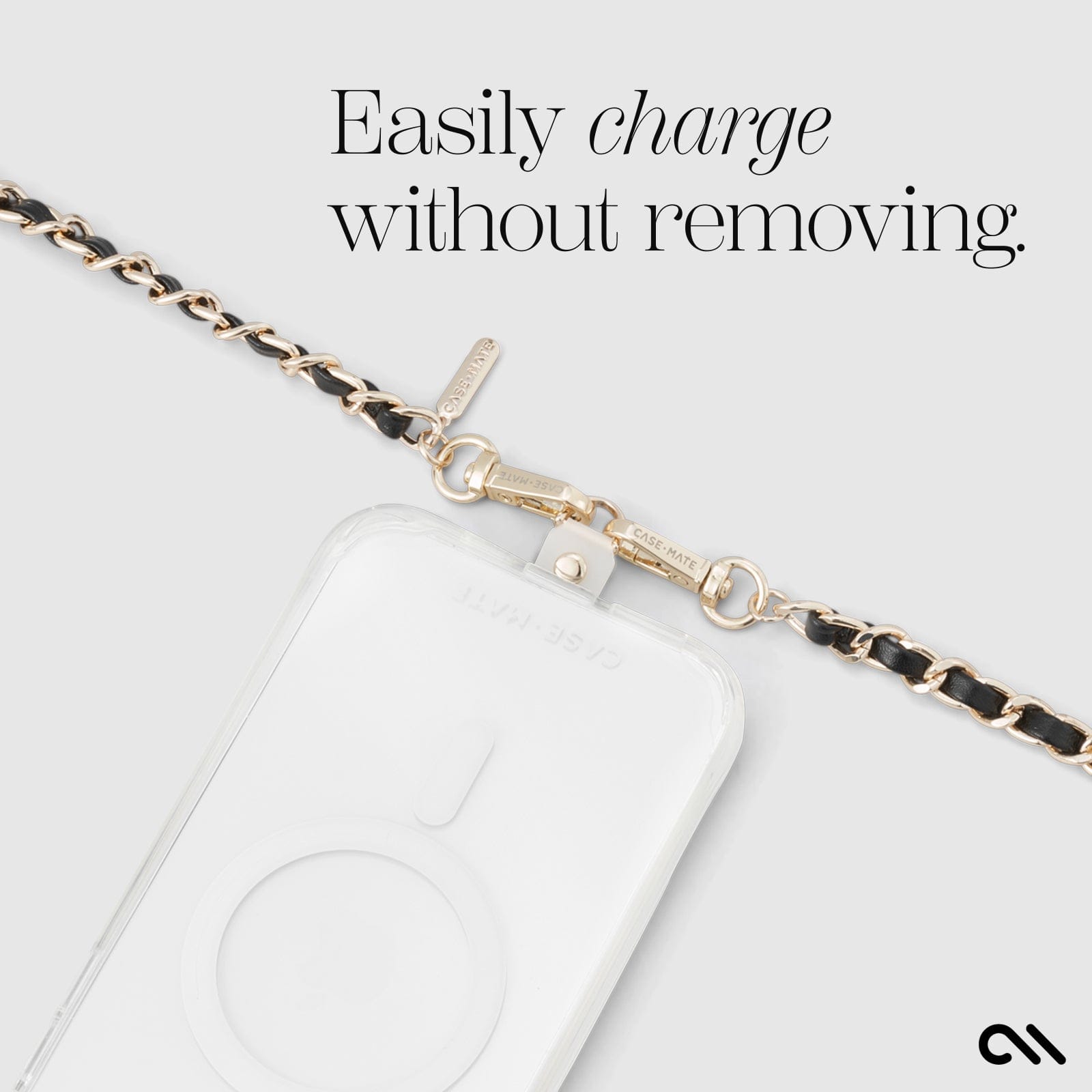 Gold Chain/Black Leather Phone Crossbody