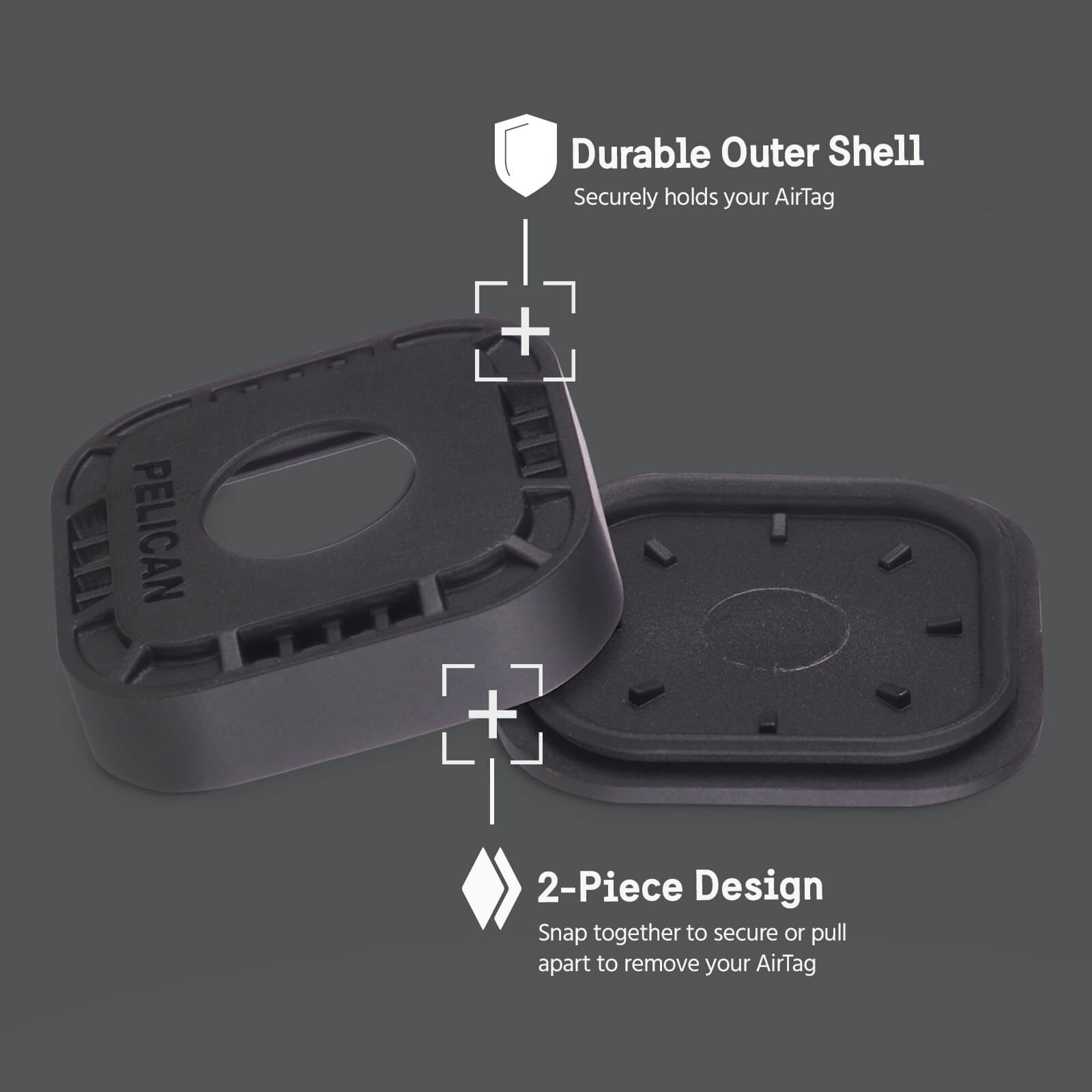 Pelican Protector AirTag Sticker Mount 4 Pack (Grey) - AirTag Case
