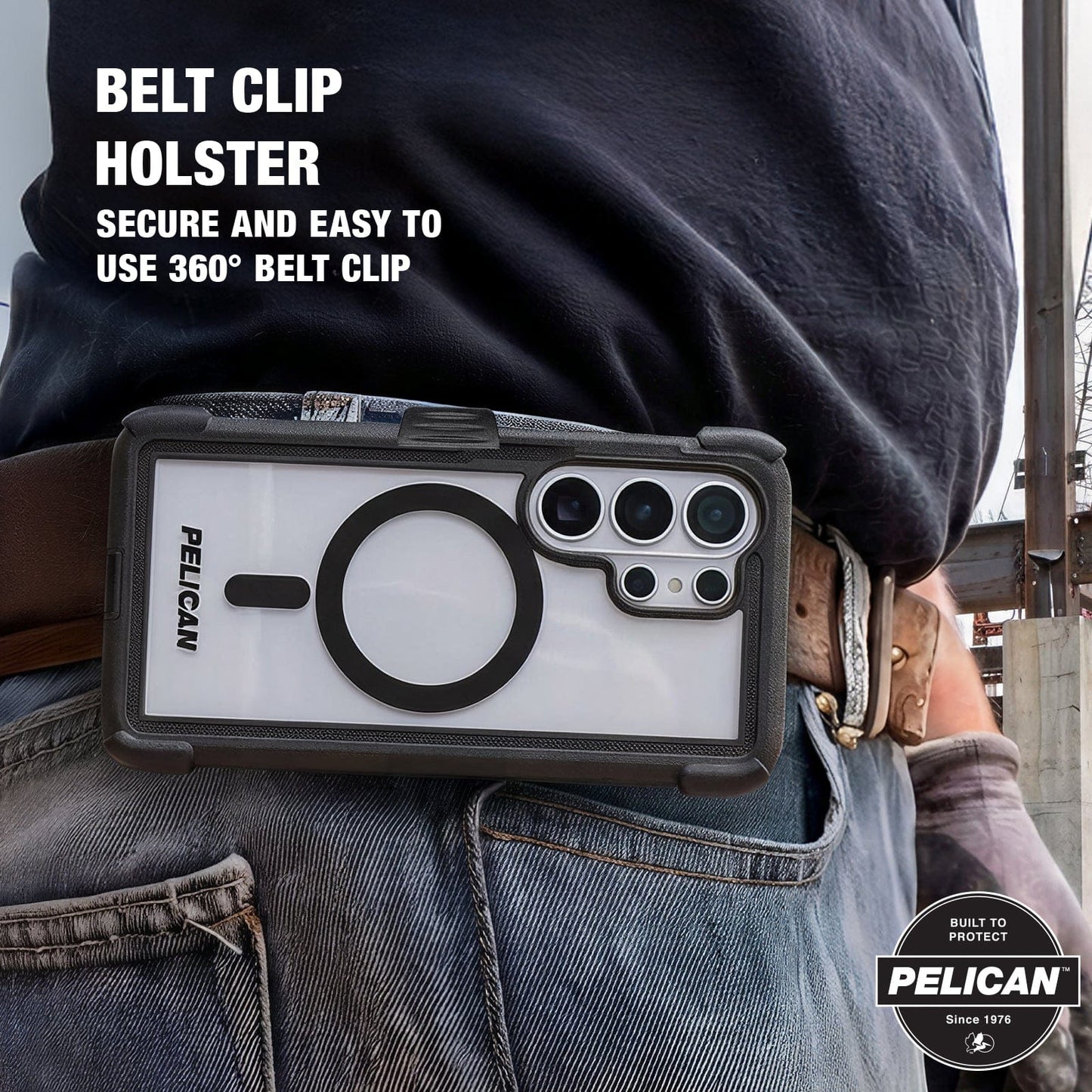Pelican Voyager Clear/Black with Holster and Magnet - Galaxy S26 Ultra