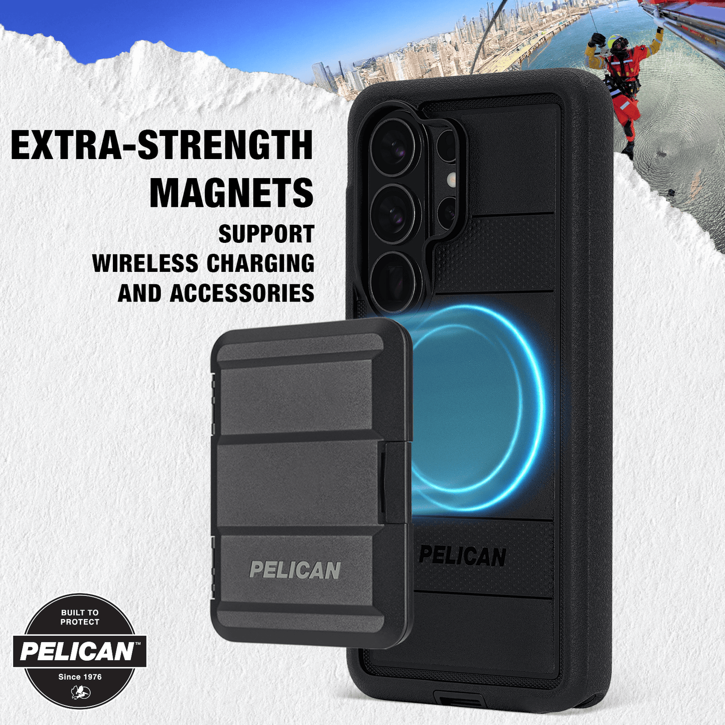 Pelican Voyager Black with Holster and Magnet - Galaxy S26 Ultra