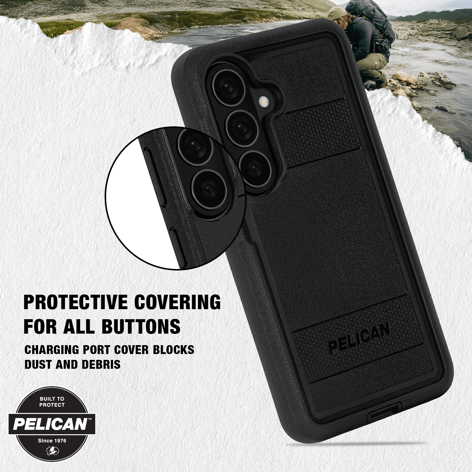 Pelican Voyager Black with Holster and Magnet - Galaxy S26