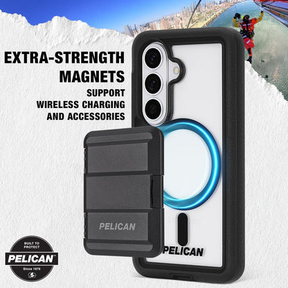 Pelican Voyager Clear/Black with Holster and Magnet - Galaxy S26