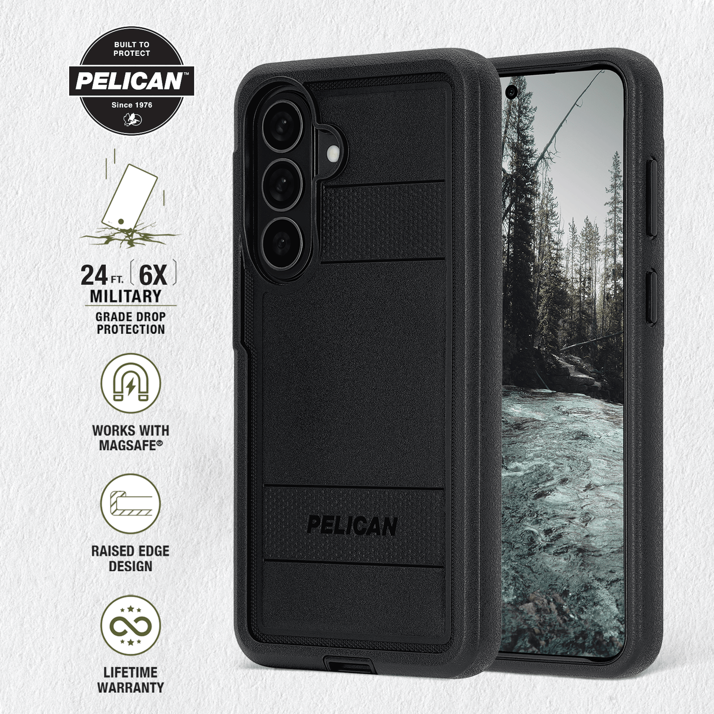 Pelican Voyager Black with Holster and Magnet - Galaxy S26+