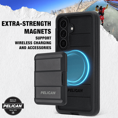 Pelican Voyager Black with Holster and Magnet - Galaxy S26+